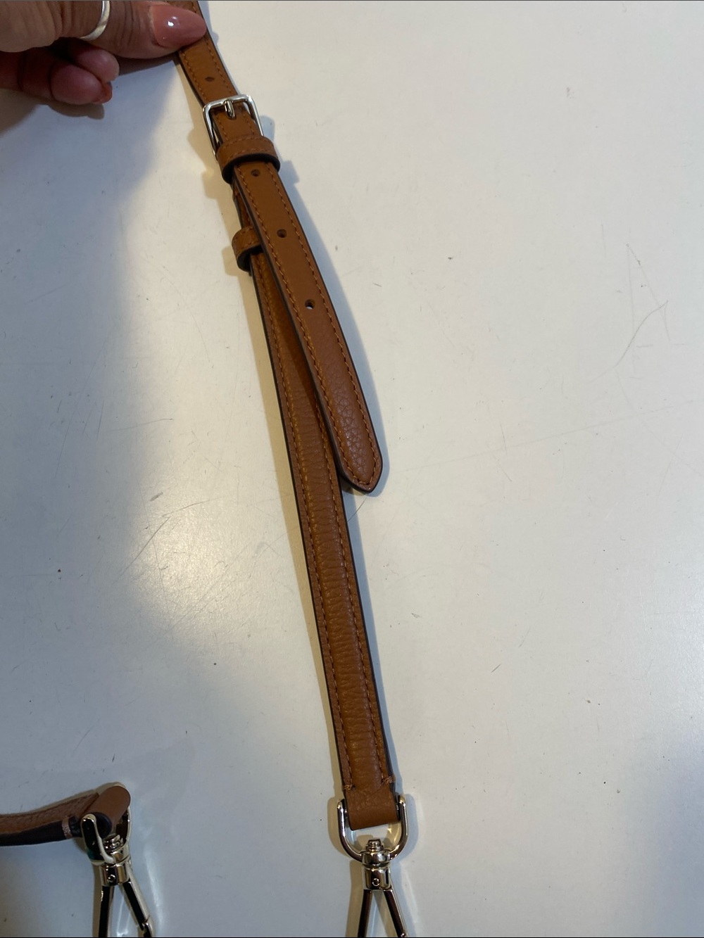 kate spade brown leather Adjustable  Bag strap with Silver-tone hardware